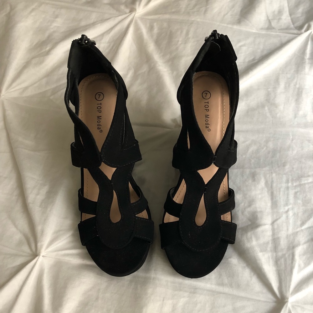 Top Moda Black Wedges